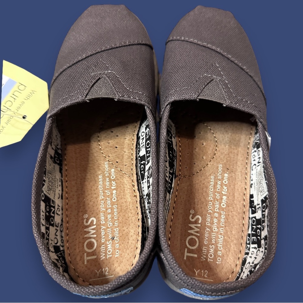 πHOST PICKπ NWB TOMβs Ash Grey Kids Canvas Slip On. Size K12 π§π»π§πΌπ§πΎ - Picture 9 of 11
